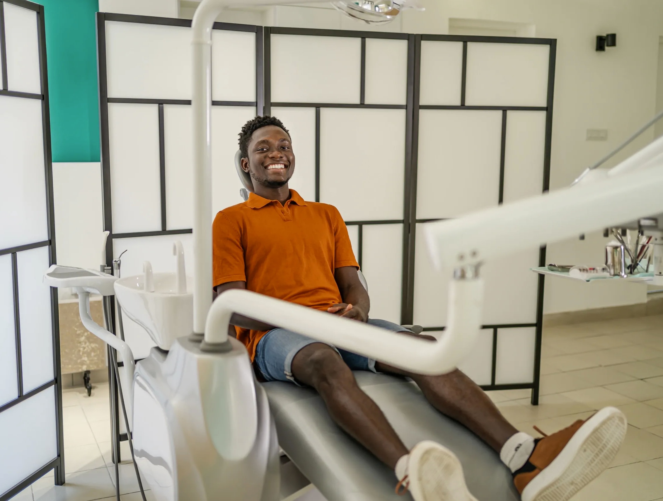 Dentist performing a dental examination for a patient